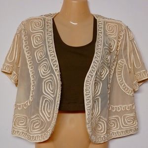 Soft Surroundings Bolero Open Jacket Short Sleeve Shrug Sheer